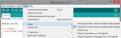 ATTiny Boards in der IDE
