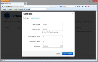BTSync Optionen