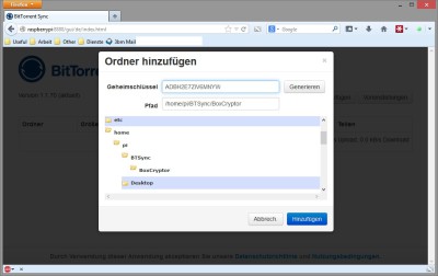 Über das Secret und den Pfad lässt sich die Synchronisation schnell einrichten